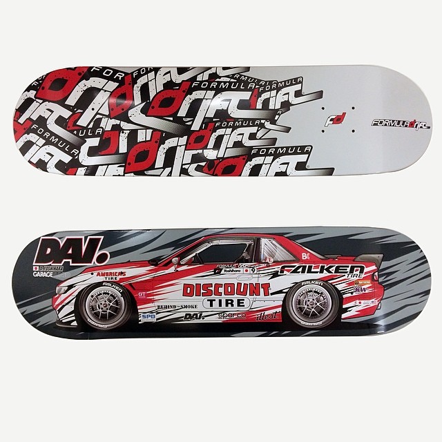 Check out our new Formula DRIFT Skate deck available now at www.shopfd.com & also just released at www.iloveracing.com is a Limited Edition Garage Tuned x @daiyoshihara S13 Skate deck. #formulad #formuladrift