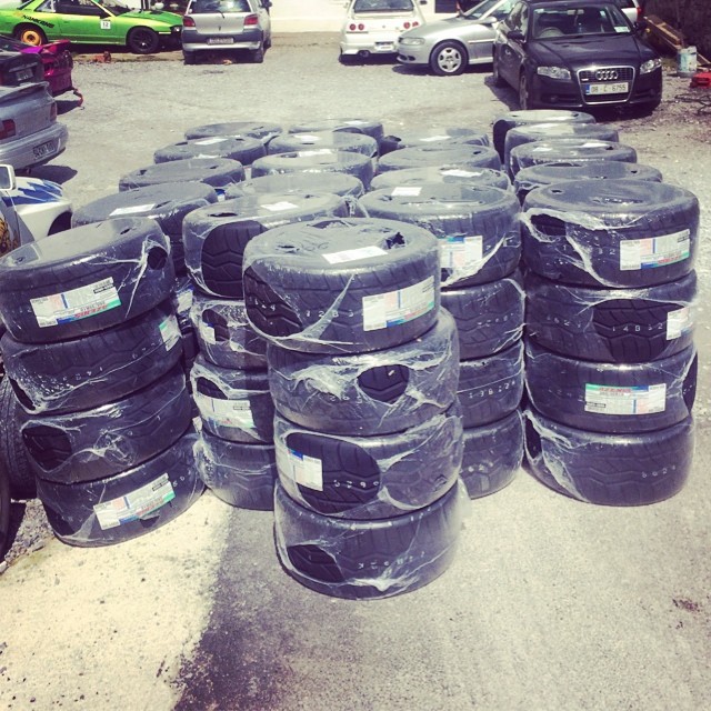 I love days like this! Fresh batch of falken tyres have landed! Can't wait to make smoke soon! @falkenmotorsports #azenis #falkentyre