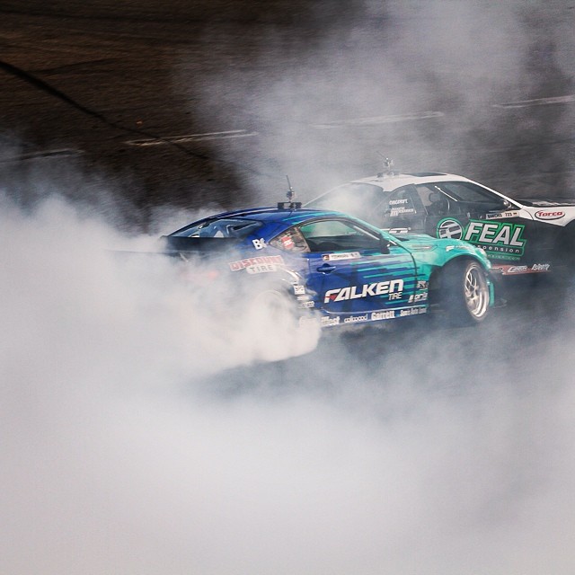 My battle in the #great8. I was being aggressive to keep close #proximity. #tookarisk #iwentforit This year the cars are fast. #tandem #drift #fdnj #runbc #illest #borla #turn14 #teamfalken #flogthefrog