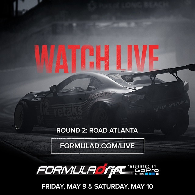 Watch Round 2 - Road Atlanta live via www.formulad.com/live starting today at 6:45 PM EASTERN TIME #formulad #formuladrift #fdatl