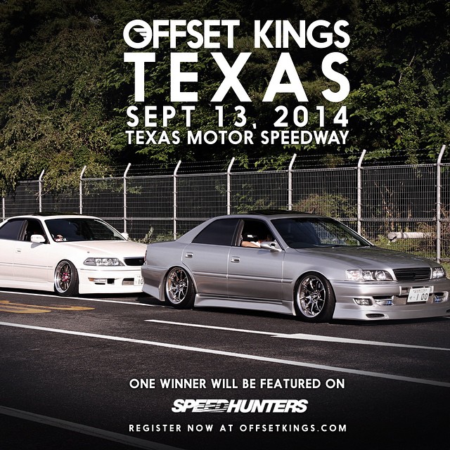Join us on Saturday, September 13, 2014 at the Texas Motor Speedway for Offset Kings Texas! Registration covers your vehicle for our showcase and admission to the Formula Drift event. One winner will also be featured on speedhunters.com. We have less than one week to go. Get your cars ready and sign up now at offsetkings.com #offsetkings #fatlace #speedhunters #formulad #formuladrift #fdtexas