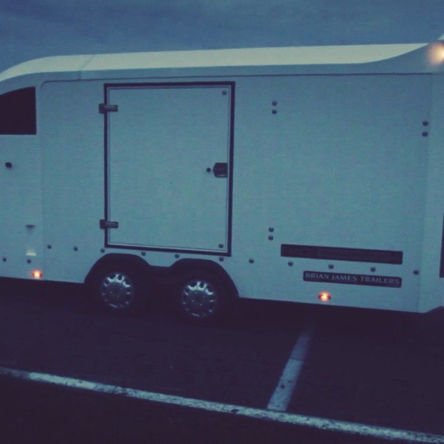 Check out the 86-X's new home on the road: A brand new #BrianJames Race Transporter 4 from #Tilhengernor! This is a super lightweight, modern enclosed trailer with all amenities like winch, downlights, tilt (to allow for super low cars) and so forth. Can't wait to tour Europe with this thing! Go to my Facebook page to watch the entire video - link is in my profile. #holdstumt