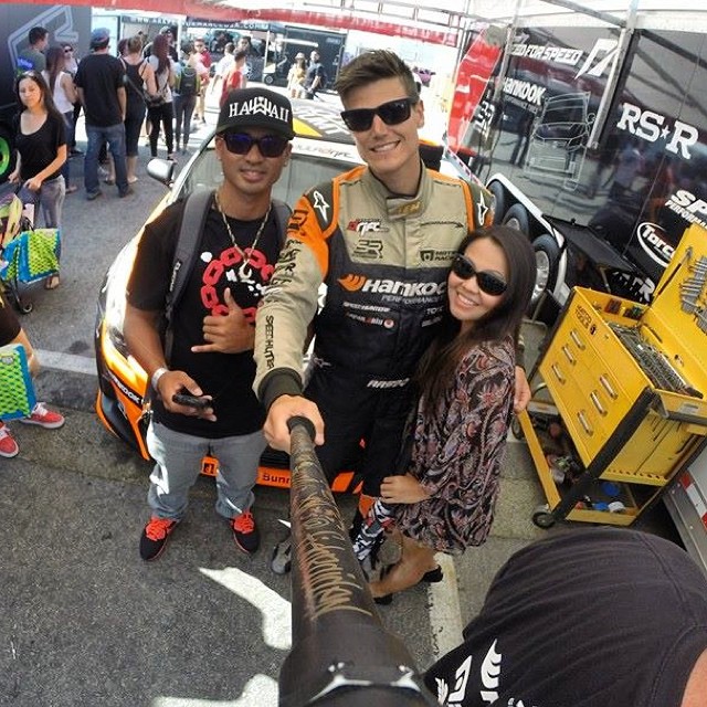 Do you own a #selfiestick? We always try to take time to take pictures with the drift fans that swing by our pits, and this guy had a pretty solid #GoPro setup at Irwindale! Check out all the signatures by various drivers.
