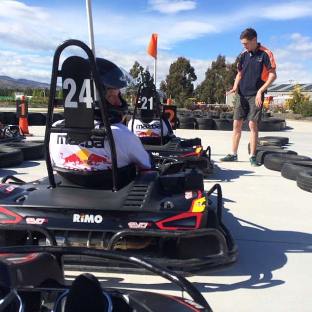 Ready to send it on the @highlandsnz go-kart track with my crew! #MaximumATTACK about to unleash!