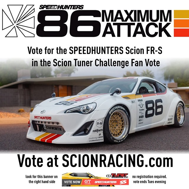 Vote for your favorite Scion Tuner Challenge FR-S by clicking the link in my profile! I have to say @speedhunterskeith & @thespeedhunters team absolutely nailed it with their #MaximumAttack vision. Happy voting - today's the final day of the contest!