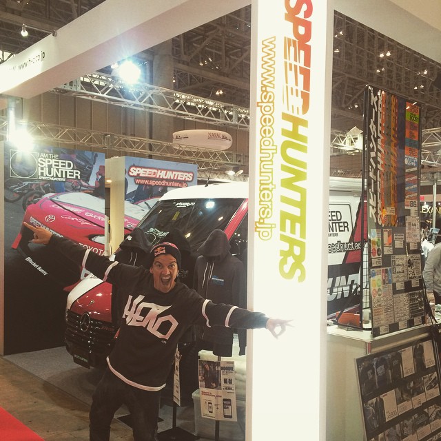 Come grab some official @thespeedhunters gear today at #TokyoAutoSalon #joyofmachine #maximumATTACK #iamthespeedhunter #wehaveBOOST