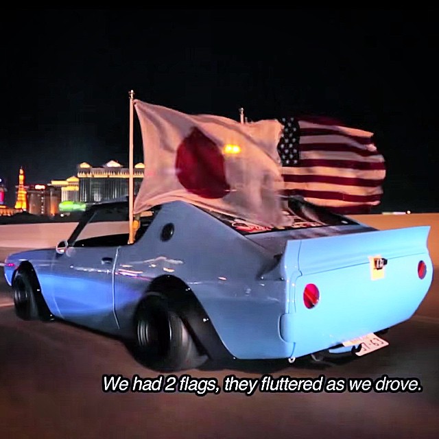 One of the most iconic scenes I know: @libertywalkkato #kenmeri cruising in Las Vegas during SEMA 2014. Trans-pacific harmony!