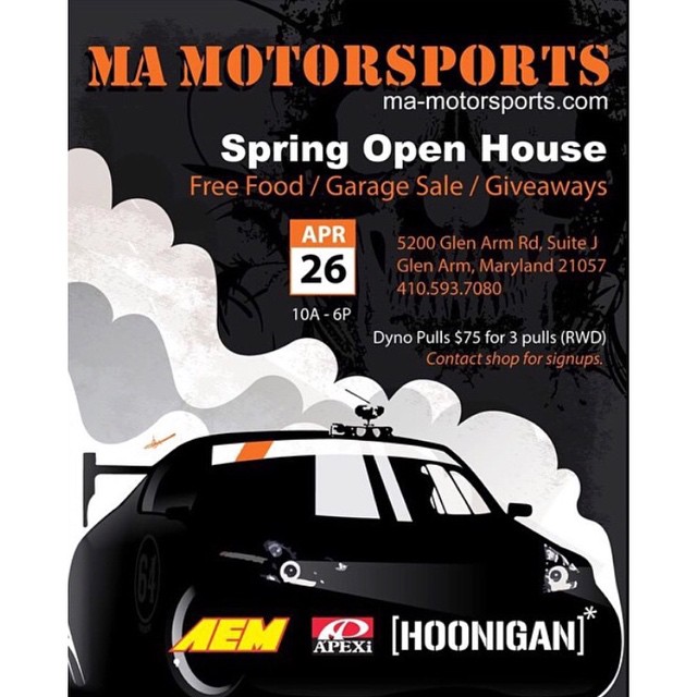 Come by @mamotorsports today to see the shop, talk cars, and hang out. We even have some giveaways! See you there. #freestuff #dynoday