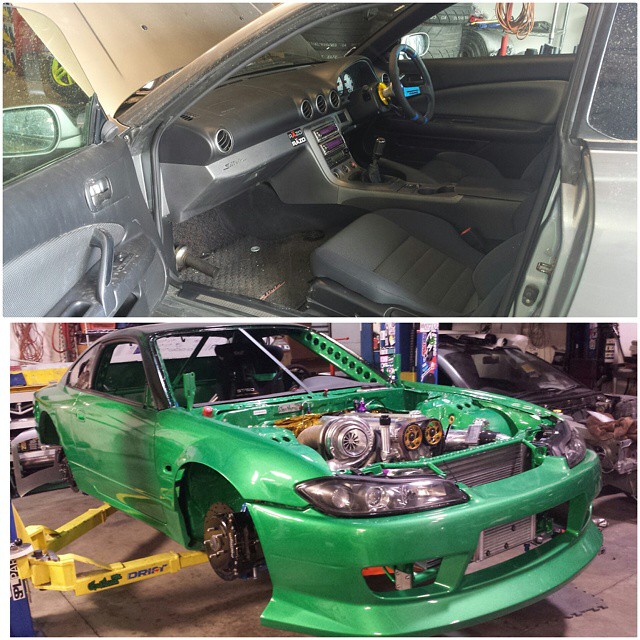 To answer a few questions, YES this was a RHD stock s15 when we picked it up. Want to learn more? Watch for @2jzgrl's time line and picture blog of the S15. Coming soon. #newbuild #getnuts #getnutslab #forrestwang #schassis #silvia #2jz #2jzgrl #FormulaD #s15