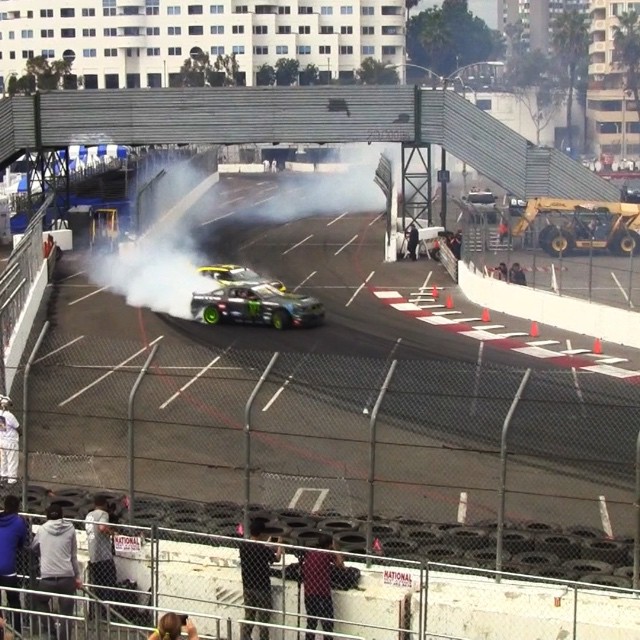 Trackside view of Julie's ridealong in the @rockstarenergy @hankookusaracing @scionracing tC at #FDLB Media Day!