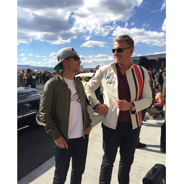 Got to meet my hero from 80's! The @guess jacket suits him definitely better than me! #DolphLundgren #ifhedieshedies #imustbreakyou #Gumball3000 #guess #TeamGuess #dai9