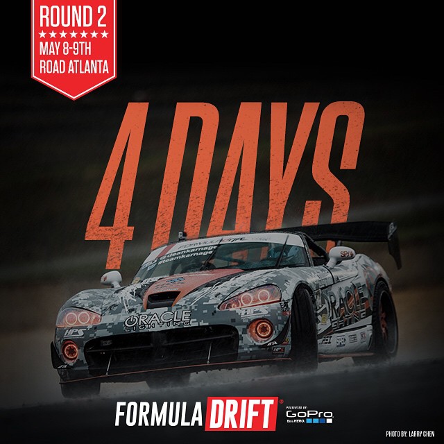 May the 4 be with you. 4 days till we kick off Round 2 - Road Atlanta @deankarnage @achillestire #formulad #formuladrift #fdatl