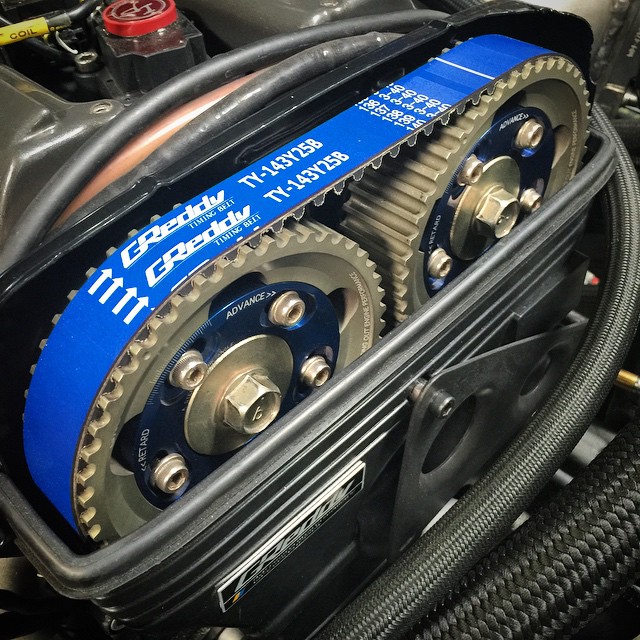 The #GReddy Extreme Timing Belt on the 2JZ engine in Ken Gushi's GReddy Performance X Hankook Tire X Scion Racing FR-S.