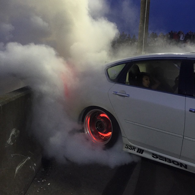 Why not end the night at @streetdriventour with an enormous burnout at the @thehoonigans tire massacre! Today was an absolute blast and I can't wait for round two. #rotorslayer