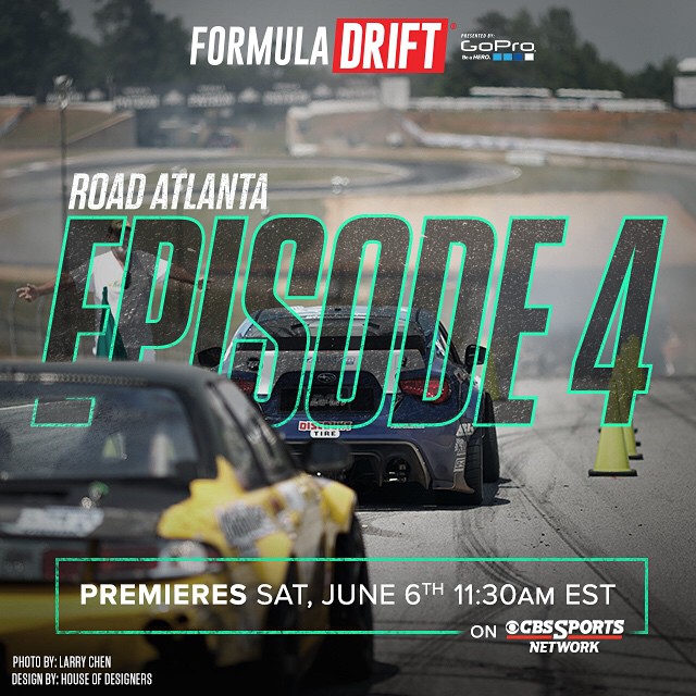 Don’t forget to watch Formula DRIFT Episode 4 Road Atlanta today, June 6 at 11:30 AM EST on @cbssports #formulad #formuladrift