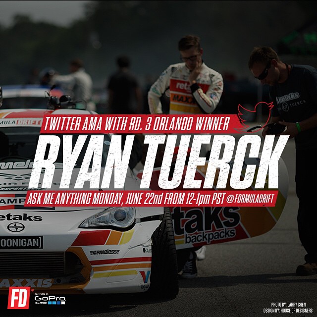 I will be doing a Twitter AMA June 22nd from 12-1 PST @formulad. Save the date and get on Twitter next Monday. #AMA #formuladrift #RT411