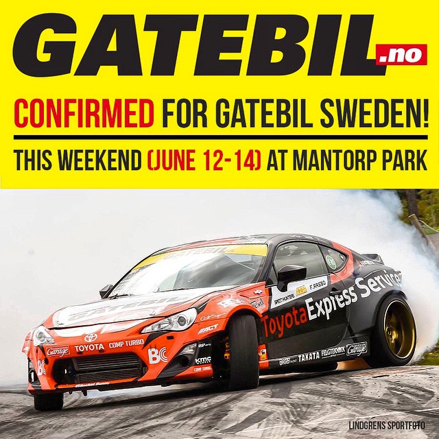 We are confirmed for #GatebilSweden this upcoming weekend! Who else is going? I'm really looking forward to getting back behind the wheel of the #86X at one of Northern Europes best drift tracks! #MantorpPark #HoldStumt @gatebil_official