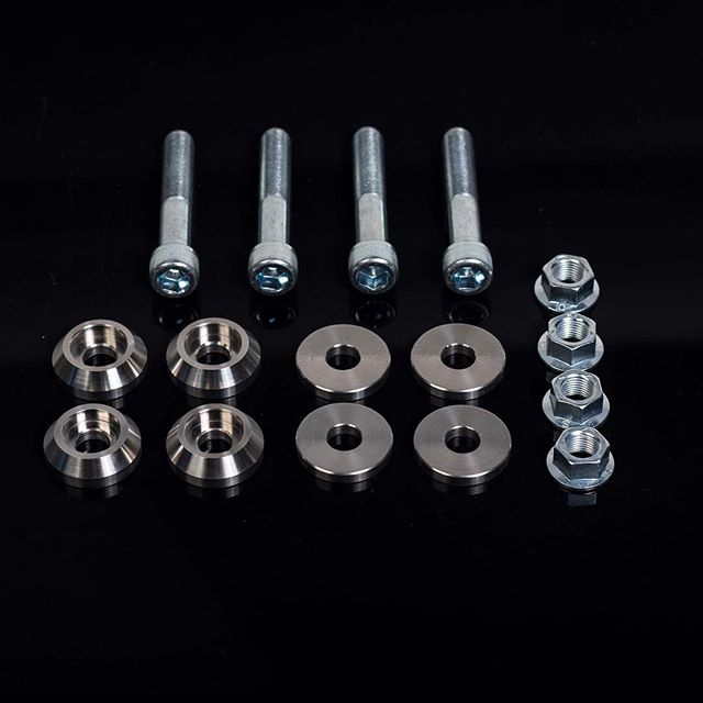 @voodoo13usa has released a new product that is often overlooked. This eccentric lockout kit provides durable hardware that will not slip under heavy cornering or drifting with a very clean finish. Most eccentric washers eventually break their tabs off and then strip the bolts out which eventually leads to a failure. Here is your solution. #madeintheusa #voodoo13