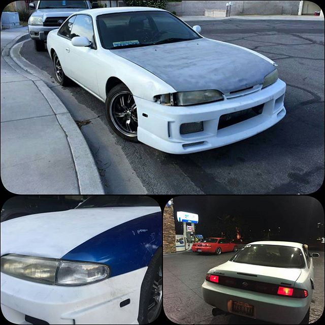 Las Vegas Area: Stolen S14 White with blue front fenders stolen out front of Harbor freight tools on Rainbow! Please call 911 if you see it. It is reported stolen already.