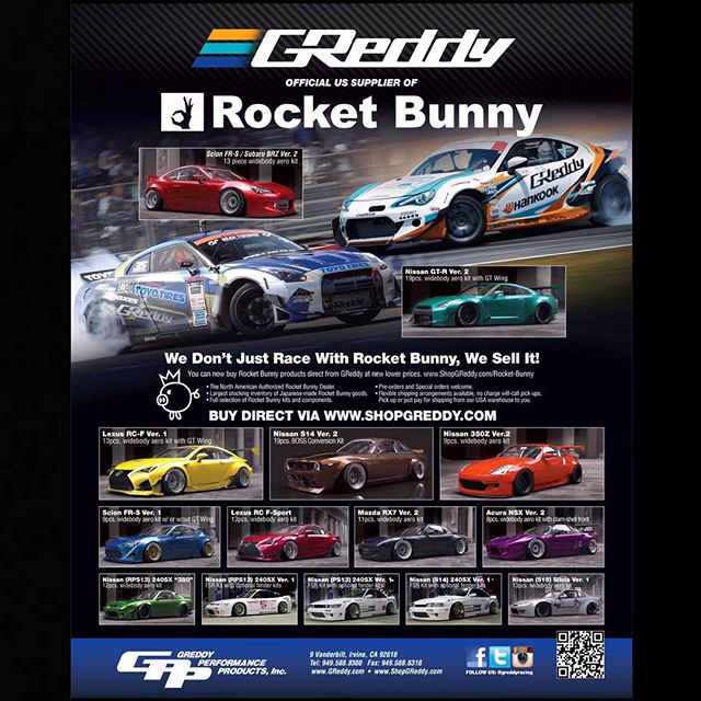 Not only does #GReddy race with #RocketBunny, we sell it via #ShopGReddy.com Rocket Bunny R35 / FR-S #GTR #FRS #RC # #RCF #350Z #BRZ #RX7 #NSX #S13 #S14 #S15