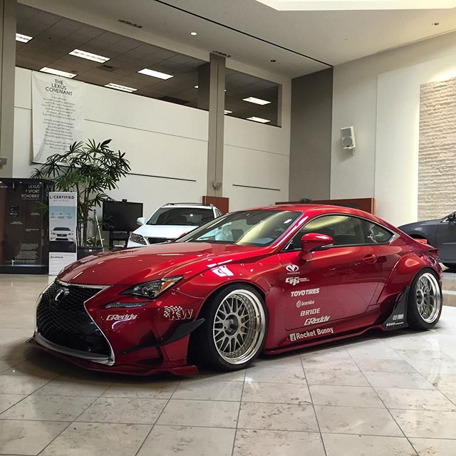 The #GReddy x @lexustuned #RC #Fsport, with it's #RocketBunny kit, is currently on display in the #Lexus HQ.