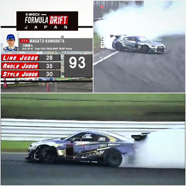 #masatokawabata betters his #FDjapan qualifying score with a 93! #TeamTOYOtireDrift #TRUSTracing 35RX GT-R currently in the lead at #FujiSpeedway