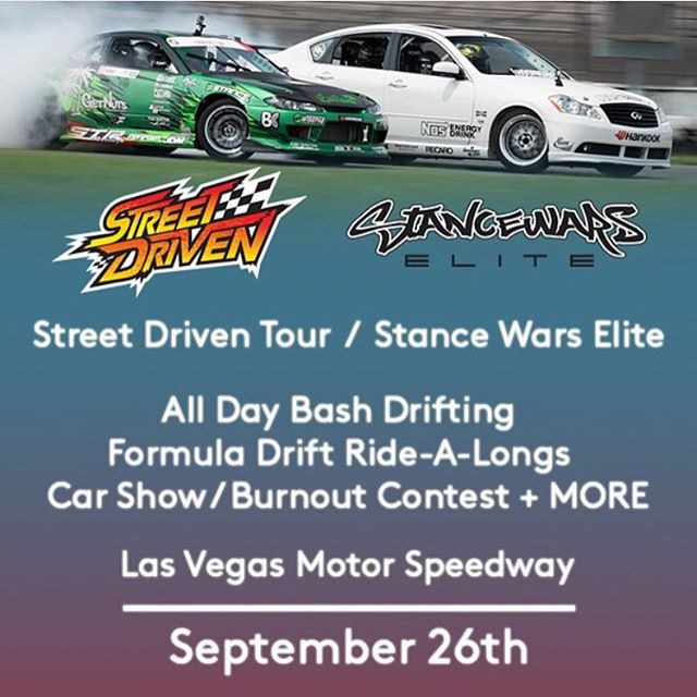@streetdriventour is coming to Vegas! For those of you on the west coast that want to experience tandem slide alongs with myself and @forrestwang808 now is your chance! Well, I guess September 26th is your chance... See you there!
