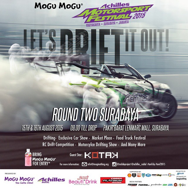 Indonesia fans - be sure to come out to @achilles_radial Motorsport Festival at Pakir Barat Lenmarc Mall in Surabaya on August 15 & 16 for some drifting, car show and a whole lot of other cool stuff!