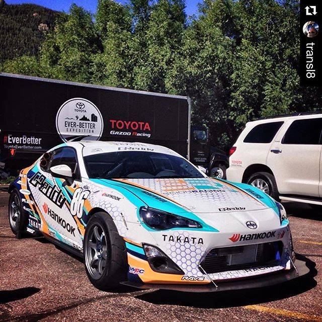 Very fitting for #86day. Earlier today the @greddyracing PPIHC FR-S returned to the base of Pikes Peak for @toyotausa Even Better Exposition representing @ScionRacing at the famous race ・・・ #Repost @transl8 @kengushi #86 makes a stop at the base of Pikes Peak #everbetter #scion #toyota @greddyracing @scion @scionracing