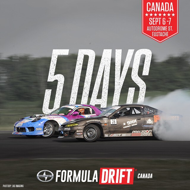 The @formuladriftcanada World Round starts in 5 days on September 6-7 | #fdcanada #formulad #formuladrift