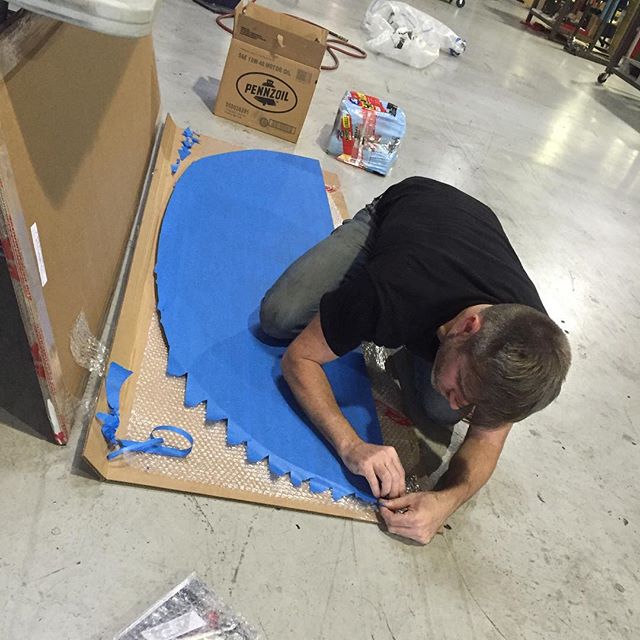 @bwillkillperson getting wild with the blue tape on our new @aprperformance honeycomb splitter. I mean...