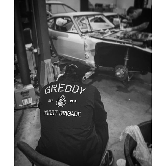 Late nights #inthegreddygarage, with @sungkangsta in his "G" Coach's Jacket and "OG" Snap-back Cap. follow >>> @BOOST_BRIGADE