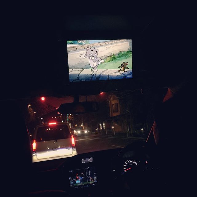 Watching Tom and Jerry with the kids while the wife drives.