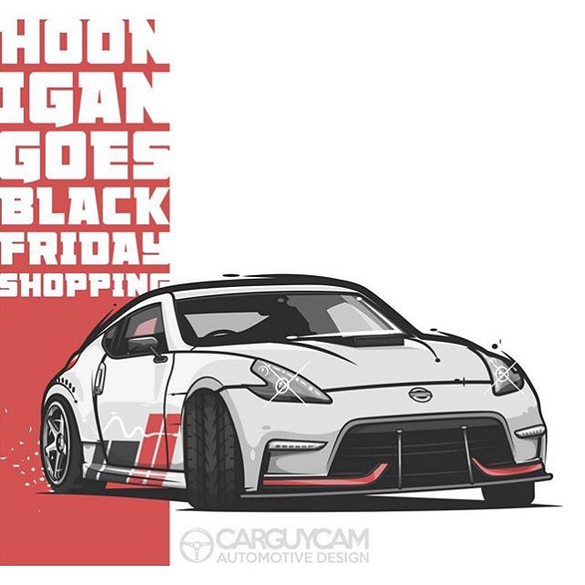 @carguycam busted out this rad illustration of my 370Z from #HooniganBlackFriday. If you have not seen the 360 degree video, click the link in my profile.