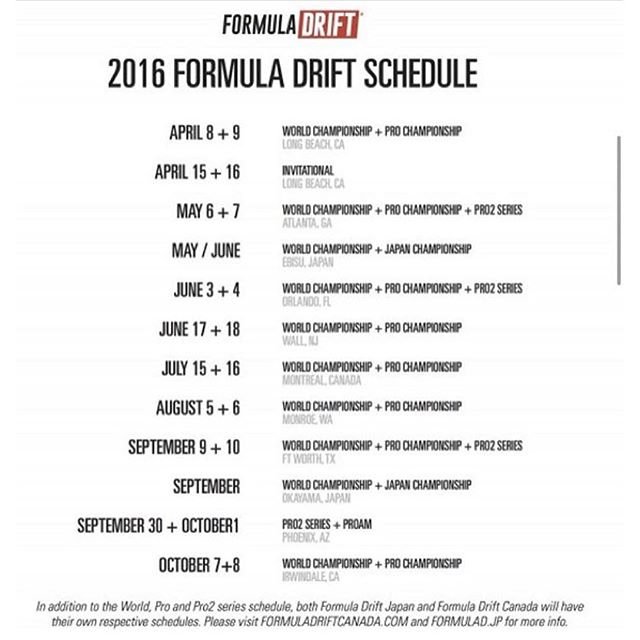 @formulad's 2016 schedule. 🚘