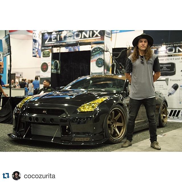 It's the 4th and final day at #SEMA2015. Another vehicle worth searching out in the Center Hall is BMX pro, @cocozurita's GT-R loaded with GReddy products and the new by TRA ( #Rocketbunny) aero kit --- --- --- Cant be any more stoked to be here at @semashow its been months of working on this project car and is finally done 🏼 big thanks to my sponsors for making my dream car come a live #blessed. @gumball3000 @roadraceengineering @raysmsc @nittotire @greddyracing @pmusociety @_whiteline @kw_suspension @sparcousa @belovedshirts .