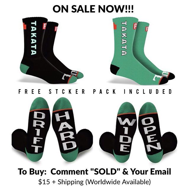 LTD Edition Takata X FD Socks Only 300 pairs left $15 a pair w Free FD Sticker pack Comment "SOLD & your email address" and our friends @sasquatch.io will send you a checkout link sp/7-14