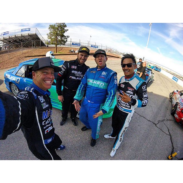 from @tylermcquarrie ・・・ Good times hanging out with these dudes and the rest of the @falkentire family for the @discount_tire event at Las Vegas Motor Speedway! @patgoodin @justinpawlak13 @daiyoshihara @gopro