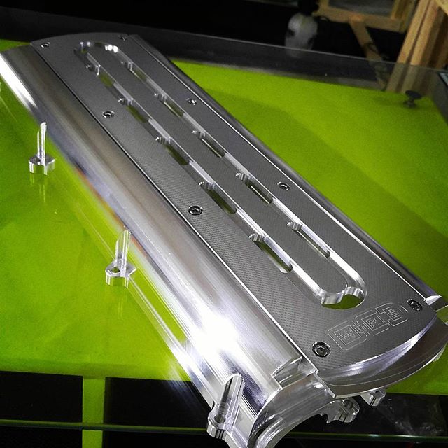 Ocdworks billet valve cover for dry sump is ready for clean and off shipping.