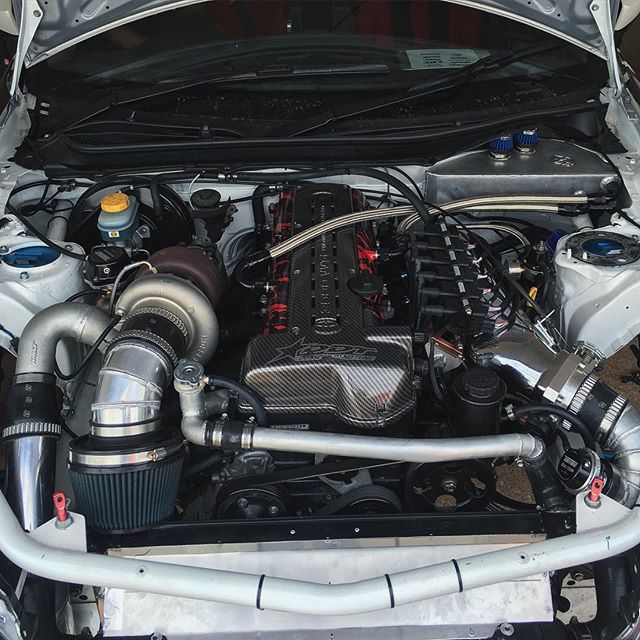 The engine bay of the @d1nz 2JZ powered GT86 I will be piloting Friday and Saturday at in NZ. 3liter making 700+ on 21psi @_wisefab_ @turbosmarthq.