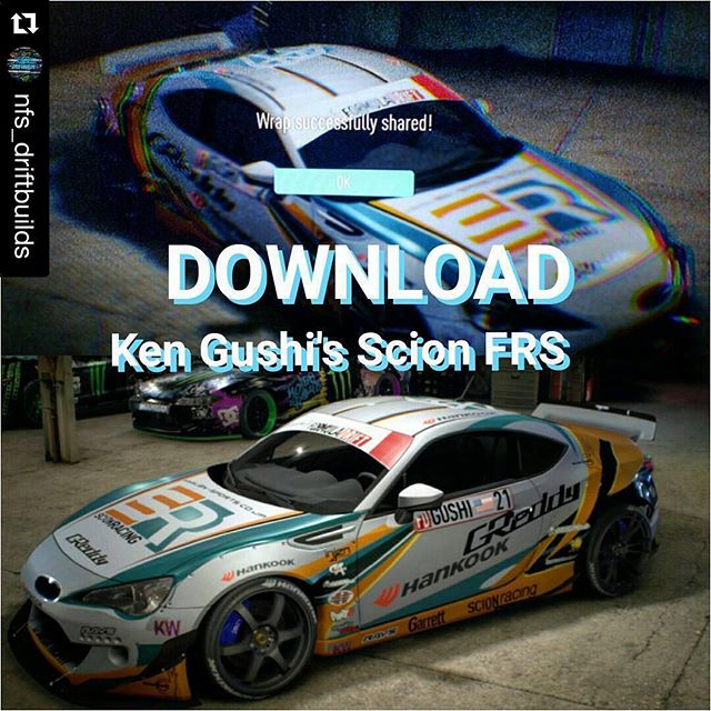 you can share, nice! @nfs_driftbuilds ・・・ @kengushi 's Scion FRS is now available for everyone to download on the PS4!!! Don't forget to take a picture of it and show it to me! You're welcome! @rocket.bunny.pandem @nfs_driftbuilds