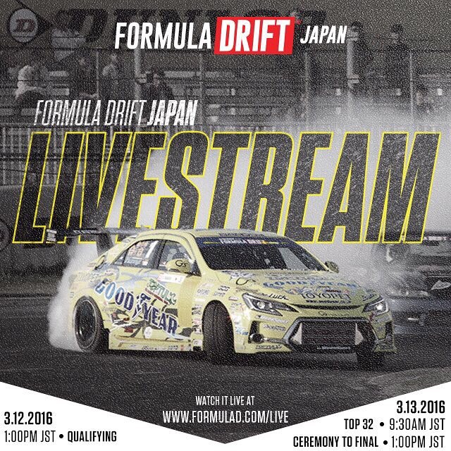 Join us today for Formula DRIFT Japan Round 1 – Suzuka Twin Circuit Livestream Schedule all times are Japan Standard Time @formuladjapan |