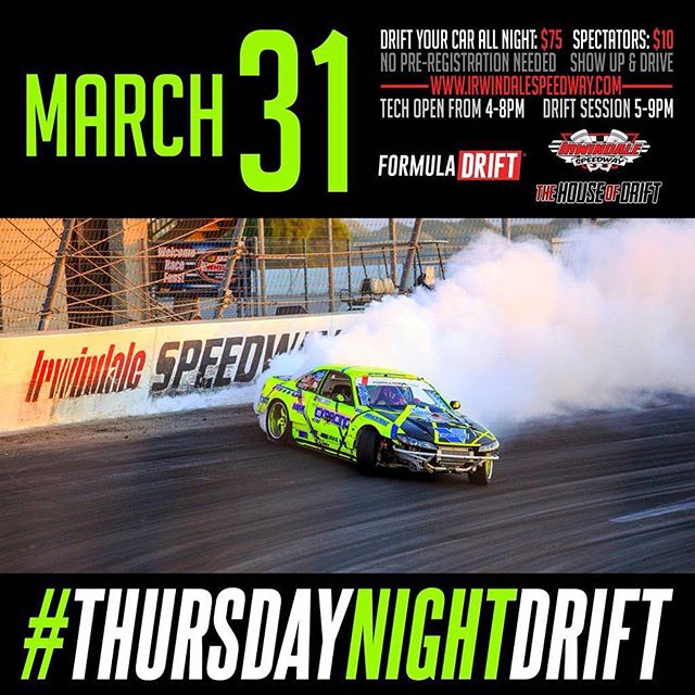 Join us tomorrow for THURSDAY NIGHTS GO “SLIDEWAYS” at IRWINDALE Speedway March 31, 2016 |