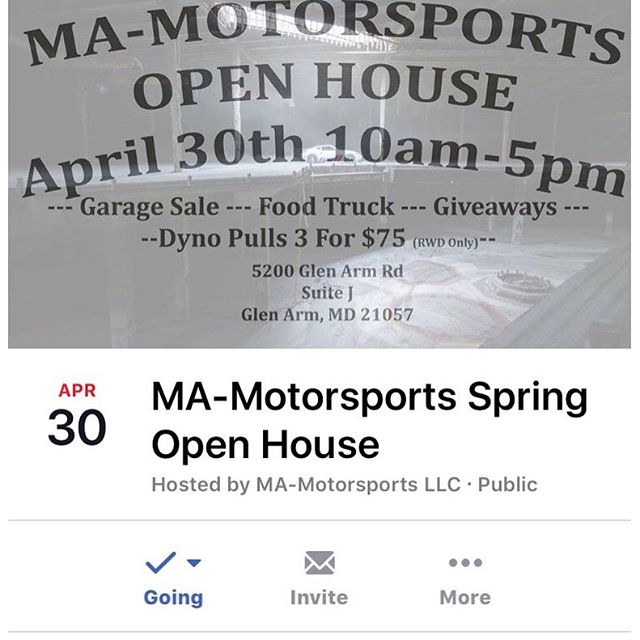 @mamotorsports is having their Spring Open House this weekend. Last year was a great time hanging out and chatting about cars. Come on out to see my cars as well as some of the insane builds happening in the shop! There will also be a Garage Sale of new and old parts, giveaways, dyno pulls, and a food truck. See you there!