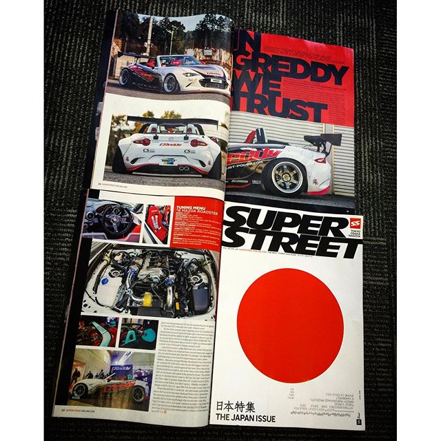 "IN GREDDY WE TRUST" check out the latest issue of @superstreet, The Japan Issue - June2016 It features the @trust.greddy Turbo ND Mazda MX-5 Roadster. @rocket.bunny.pandem
