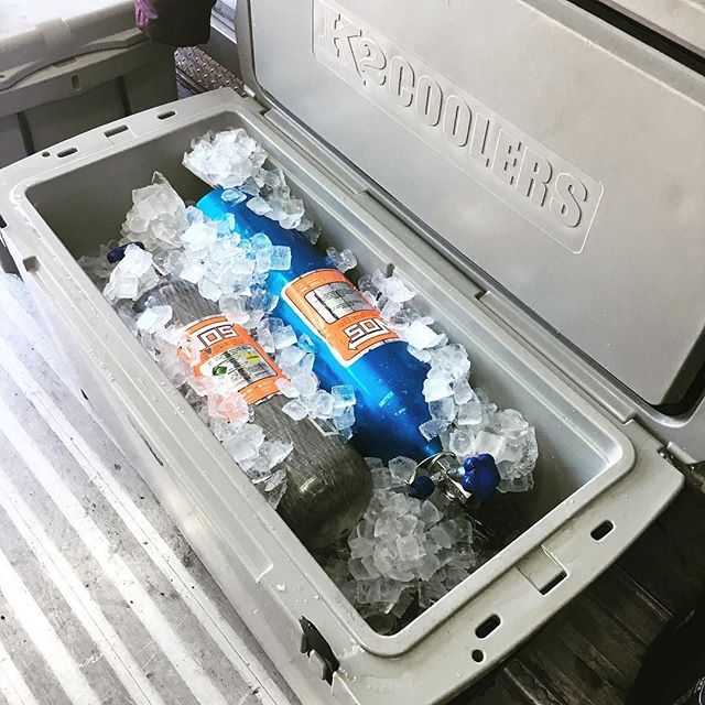 @k2coolers keeping the @holleyperformance nitrous bottles chilled before competition.
