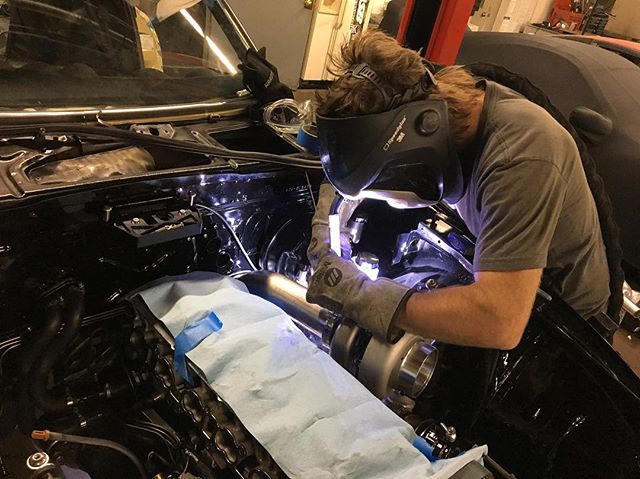 @raddandrift finished off the last bit of welding on the Datsun for me. His tig skills are awesome so he left his mark on this build by making my intercooler piping, downpipes, and radiator mods. @rad_industries can do it all!