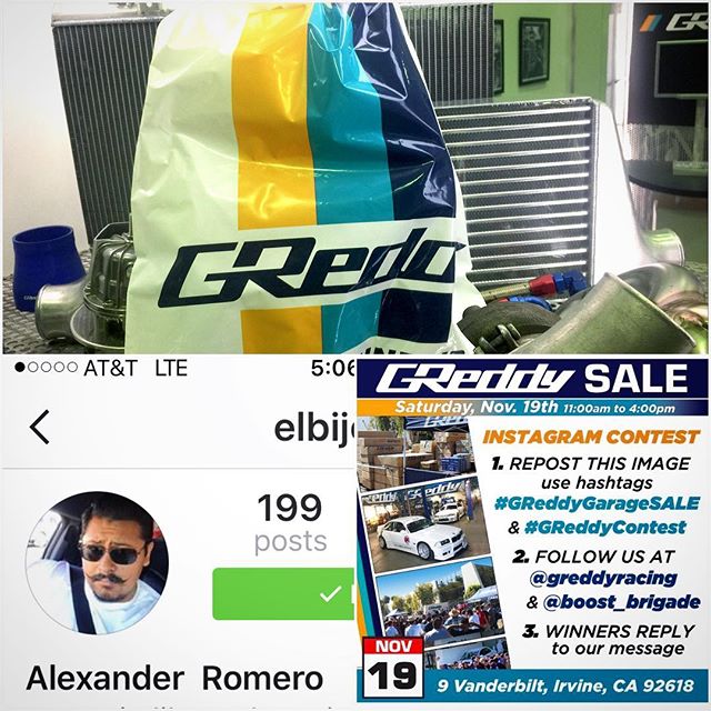 Congratulations to Alexander , our Thursday winner! 
Keep posting GReddy fans.  We will have another GReddy Gift Bag winner for Friday... See you all at the Saturday!