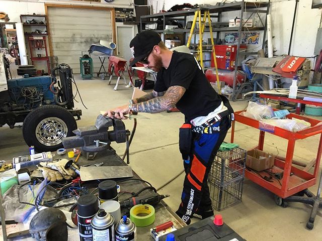 A little tin work between sessions at @gridlifeofficial for that finishing touch the M needed. Always push for perfection. : @dylanhughes129