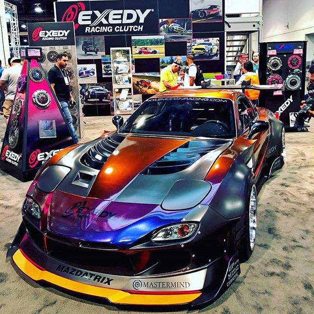 to SEMA show. FD3S.  Thank you @fd3s_nation (repost)This twin turbo burning 13b FD is one wild build! Spotted at the Show this year, it's built for drifting and has no shortage or aero parts. Tell us what you think!
__________________________________________
Owner: @kylemohanracing
Photo: @alekseyk_
 ...